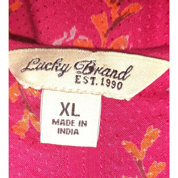 Vintage Lucky Brand Top Womens XL BOHO Peasant Burgundy Red Y2K Bohemian Floral - Picture 8 of 16